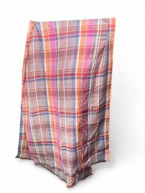 Loft Outlet Plaid Scarf Pink Orange Multicolor NWT